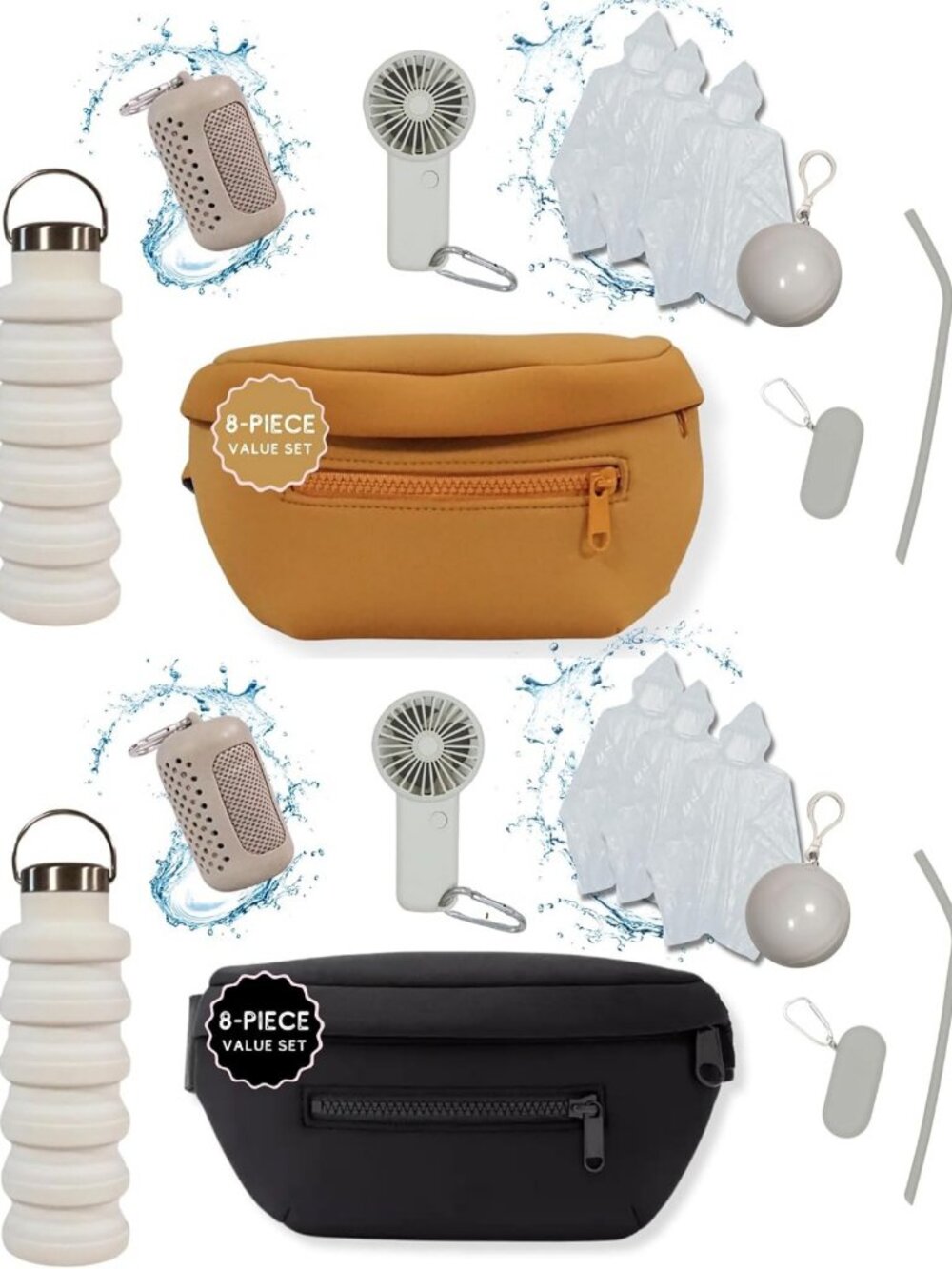 20 Pcs Theme Park Essentials Kit: Fanny Pack, USB Fan, Water Bottle & More!